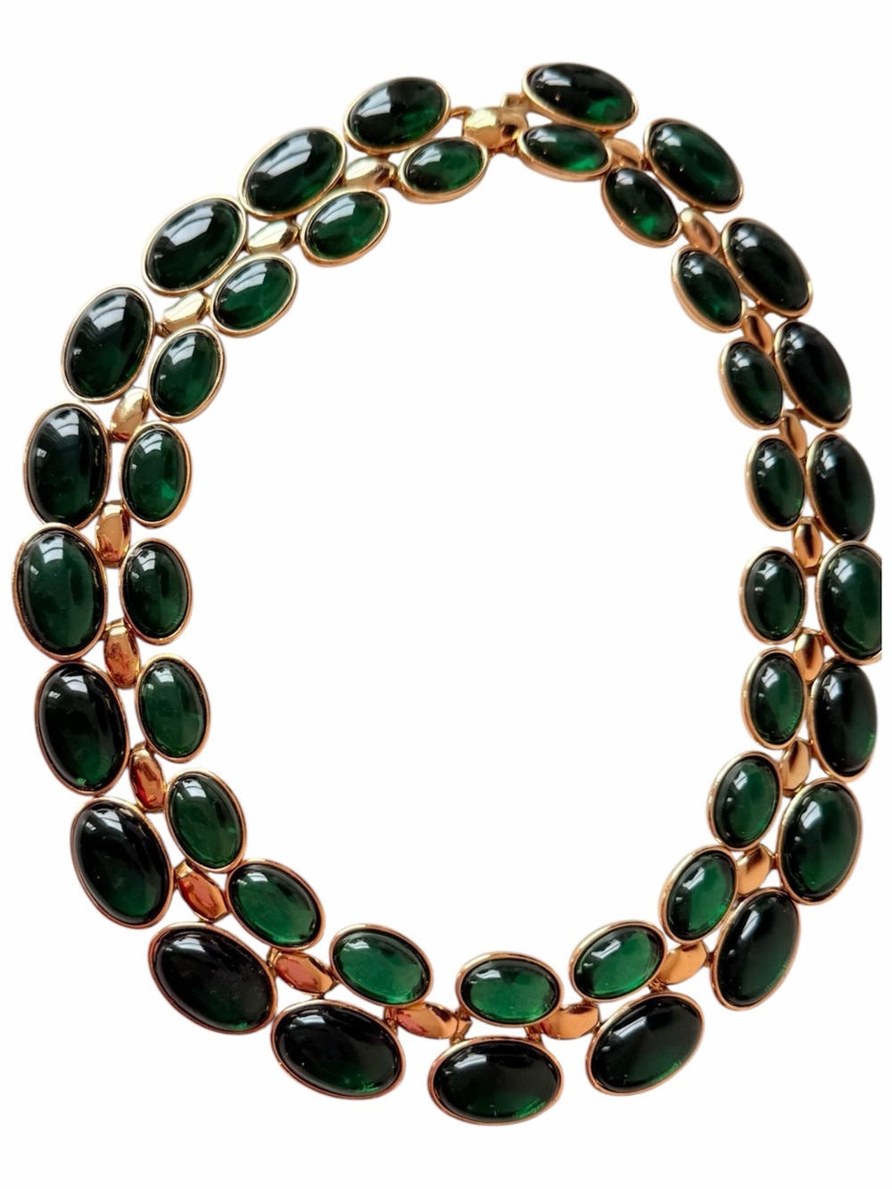 Banana Republic Vintage Double Strand Collar Oval Cobachon Green Statement Neckl